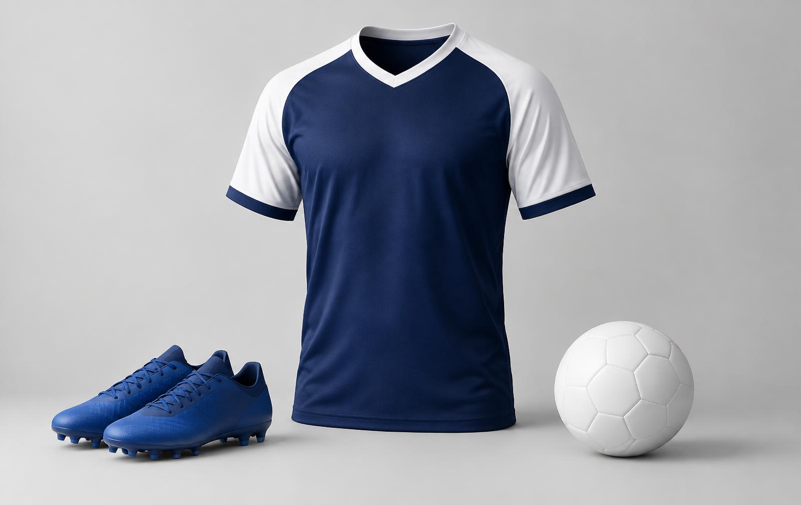 Football jersey, boots and ball
